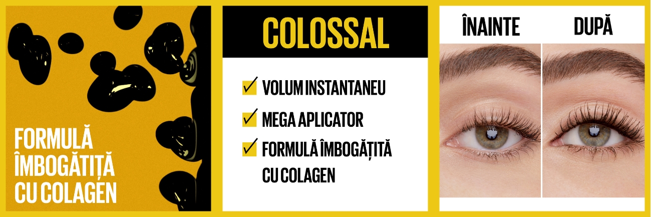 Mascara The Colossal, Negru, 10.7 ml, Maybelline